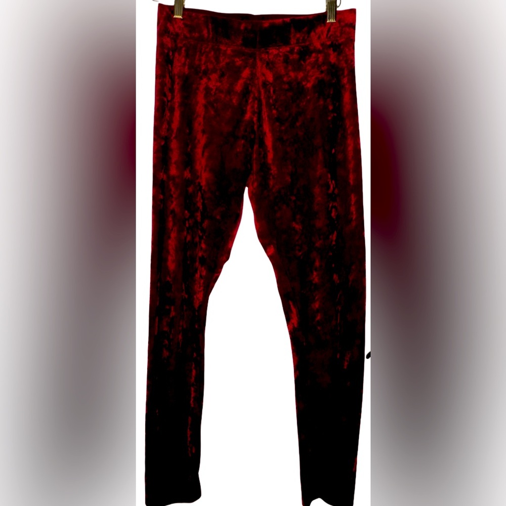 Fall Trend 2024: EUC Burgundy Crushed Velvet Leggings -Forever 21- Size L